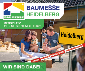 Werbebanner zur Baumesse Heidelberg mit Baupaar