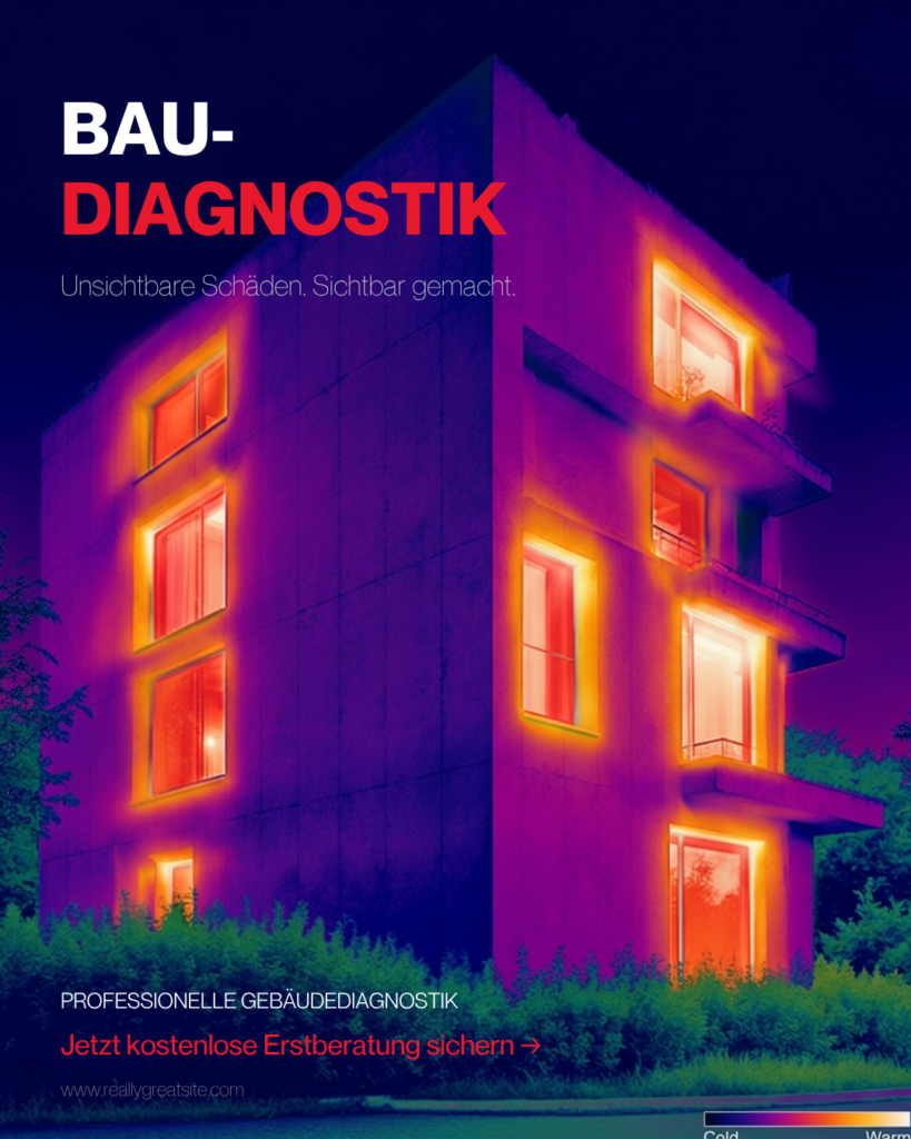 Wärmebild eines Hauses mit sichtbaren Wärmeverlusten
