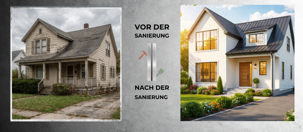 Haus vor und nach der Sanierung